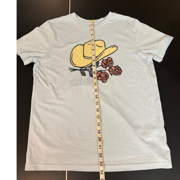 Wrangler Women's Cowboy Hat & Roses Graphic Tee - M Soft cotton Blue - Picture 7 of 7